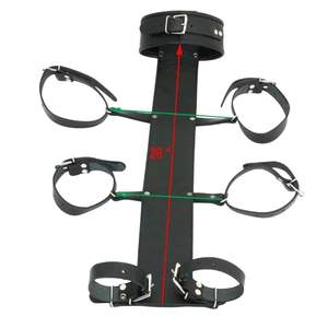 9 Piece Leather <b>Bondage</b> Kit with Cuffs Collar Leash and Connectors - Product Image 2