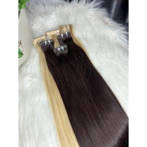 Extensiones de Cabello Adhesivas de Cabello Humano Liso Castaño Oscuro Rubio Platino Virgen Vietnamita Doble Trama - Product Image 3
