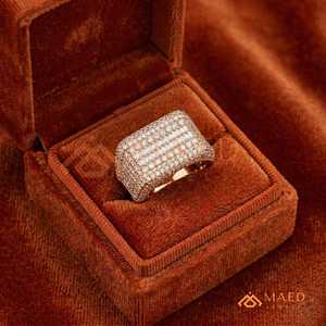 Men's Hip Hop Moissanite <b>Ring</b> Rose Gold Tone <b>Iced</b> Out Round Baguette Cut Statement <b>Ring</b> Luxury Fashion Jewelry - Product Image 4