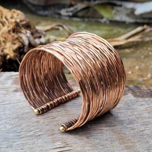 Belladec Handcrafted Multi Strand <b>Copper</b> Cuff Bracelet Wide Open <b>Bangle</b> Classic Statement Jewelry Artisan Fashion Gift for Women - Product Image 4