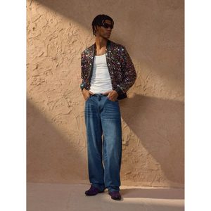 Trending DX Blue Modern <b>Funky</b> Mid Straight Fit Mens Whishker Washed Denim Jeans Eco Friendly Breathable Street Wear 100% Cotton - Product Image 2