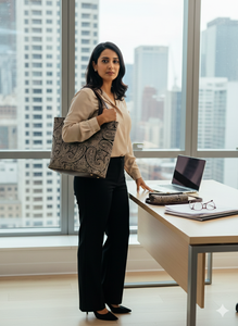 Conjunto de 3 Piezas de Bolso Tote para Mujer con Diseño Paisley Negro, con Bolso Bandolera y Cartera, Tela Ecológica, Suave y Duradera, para Oficina y Uso Diario - Product Image 2