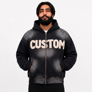 Fournisseur de sweats à capuche pour hommes en coton molletonné, coupe oversize, style streetwear, marque privée, commandes en gros pour acheteurs américains - Product Image 3