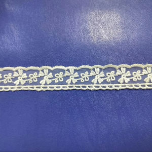 ลูกไม้ไนลอน/ออร์แกนซ่าสีขาวแบบตัดขอบลายดอกไม้ปัก (แบบแคบ)  ลูกไม้เย็บติดแบบโปร่งใส  เป็นที่ต้องการมากที่สุด - Product Image 1