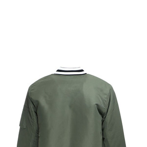 Blouson bomber vert olive pour homme, fermeture éclair décontractée, col rabattable, matière polyester, vêtement d'automne - Product Image 5