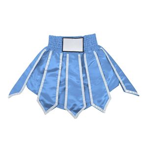 Falda de Boxeo Azul Satinado con Logotipo Personalizado, de Alta Calidad, Transpirable, para Artes Marciales, Ropa de Combate Profesional, Shorts de Muay Thai - Product Image 1