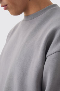 Sweat-shirt personnalisé basique oversize à épaules tombantes avec poche kangourou, unisexe, en molleton de coton French Terry - Product Image 3