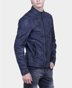 Veste en cuir ciré de haute qualité pour homme, nouvelle mode d'hiver, couleur unie, col montant, style simple et décontracté, veste d'hiver tendance - Product Image 4