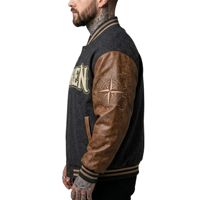 Blouson Bomber Homme Personnalisé ODM/OEM de Haute Qualité, Meilleure Vente, Style Universitaire, Broderie Vintage, Manches en Cuir, Manteau Streetwear