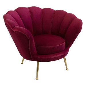 Fauteuil haut de gamme en forme de coquille, chaise de loisirs moderne en velours pour projets d'intérieur - Product Image 1