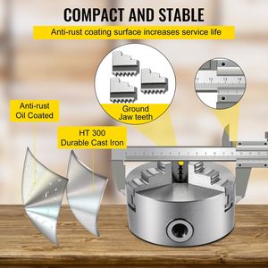 Mandril de torno de metal autocentrante de 3 Mordazas con dos juegos de mordazas para rectificadoras y fresadoras, de 5 pulgadas, con 2 juegos de mordazas - Product Image 6
