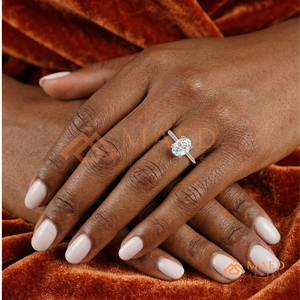 White Gold Polished Double-Prong Oval Promise <b>Ring</b> – Sophisticated Bridal <b>Solitaire</b> Minimalist <b>Silver</b> Oval Moissanite <b>Ring</b> - Product Image 4