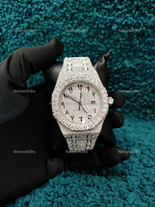 Reloj de pulsera automático con tachuelas de diamantes VVS estilo Hip Hop para hombres y mujeres, esfera de acero inoxidable de 41mm, característica impermeable a la moda - Product Image 2
