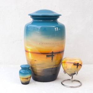 Fabricante de Urnas Funerarias con Diseño de Barco en Noche Lunar, Urnas para Cenizas Humanas, Urna de Cenizas de Latón Hecha a Mano y Personalizada - Product Image 2