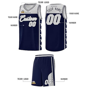 ชุดกีฬาบาสเก็ตบอลแบบกำหนดเอง เสื้อและกางเกงขาสั้น ชุดทีมพร้อมโลโก้ ชื่อ และหมายเลข สำหรับฝึกซ้อมในวิทยาลัย ผลิตจากโพลีเอสเตอร์ 100% ตัดเย็บตามสั่ง - Product Image 2