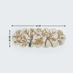 Camino de Mesa Tradicional Chino de Poliéster Bordado con Cuentas, Diseño de Aves y Flores, Duradero para Decoración del Hogar - Product Image 2