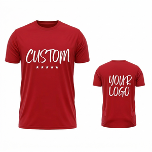 T-shirt rouge personnalisé avec logo imprimé, tee-shirt de sport athlétique, vente en gros, manches courtes, respirant, vêtements de sport, séchage rapide - Product Image 1