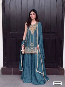 Wedding Kurta Sharara Dupatta Set Rangoli crush with heavy Embroidery work And <b>Beads</b> work Buy <b>Direct</b> From Supplier - Product Image 6