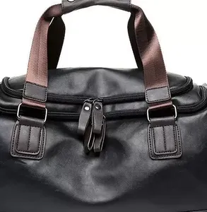 Sac de voyage de luxe en cuir marron foncé pour homme, sac de week-end classique robuste, best-seller - Product Image 5