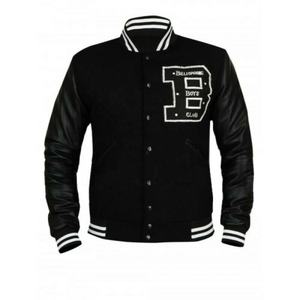 Chaqueta Bomber de Lana Casual para Hombre, Estilo Universitario, Chaqueta Universitaria con Letras, Chaqueta de Cuero 100% Algodón con Cuello Alto - Product Image 1