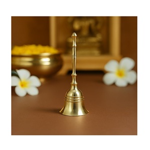 Campana budista de latón pulido con asa para oración, meditación y decoración de altar - Product Image 6