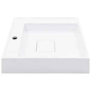 Lavabo de Baño de Mármol Mineral Blanco de 19.7"x19.7"x4.8", Lavabo Elegante para Decoraciones con Estilo - Product Image 4