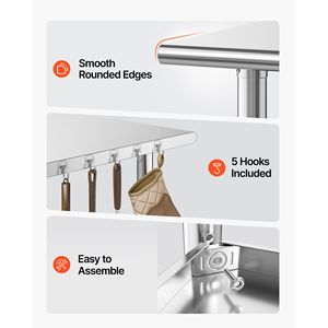 24x48 Inch Stainless Steel Commercial <b>Kitchen</b> Workstation Heavy Duty Metal Sink with 2 <b>Shelves</b> Food Prep Table Utility Features - Product Image 5