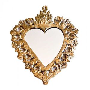 Miroir mural en forme de cœur sacré doré de luxe, vintage, cadre exquis en forme de cœur, miroir décoratif pour salon, décoration d'intérieur. - Product Image 5