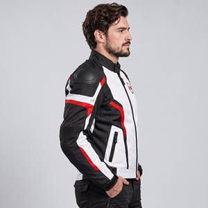 Men's Textile Motorcycle Jacket Full Sleeve Windproof Breathable Lightweight <b>White</b> Black Red Design All Seasons Riding Gear - Product Image 2