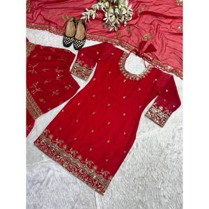 Conjunto de ropa de fiesta de diseñador para mujer, Top Sharara Plazzo Dupatta - Product Image 6