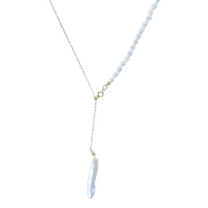 Collar Ajustable Chapado en Oro de 18K y Plata 925 de Primera Calidad, Cadena Simple para Suéter con Perlas Barrocas de Agua Dulce - Product Image 5