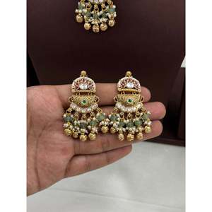 Indian Ethnic Gold Plated Zircon <b>Bridal</b> <b>Necklace</b> <b>and</b> <b>Earring</b> <b>Set</b> by Usha - Product Image 3