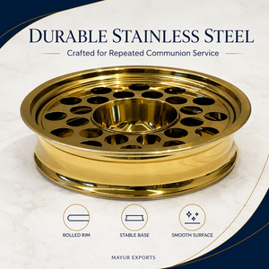 Deluxe Gold Plated Stainless Steel Round <b>Buffet</b> Platter Lid Polished Metal Multifunctional Serving <b>Tray</b> for Catering Display - Product Image 5