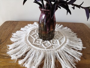Premium Handmade Floral Macrame Table <b>Mat</b> Round Fringe Placemat for Restaurant Cafe and Dining Styling Wholesale From India - Product Image 3