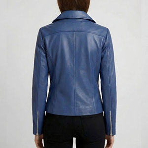 Veste en cuir d'agneau véritable pour femmes, style bomber court, mode, vente en gros - Product Image 2