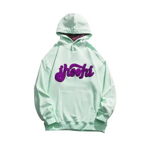 Sweat à capuche oversize tendance en molleton de coton épais, streetwear, avec patchs en chenille à base d'eau, décontracté - Product Image 4