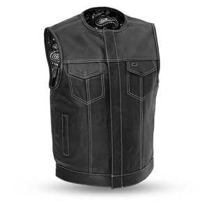 Gilet de moto en cuir de haute qualité pour homme, personnalisé, respirant, sans manches, en cuir de vachette, vente en gros OEM - Product Image 4