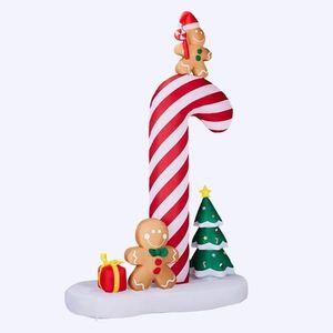 Decorazioni Natalizie da Giardino Gonfiabili Giganti: Bastoncino di Zucchero e Omino di Pan di Zenzero Illuminati 2-in-1, Design Divertente, 2,5 m - Product Image 2