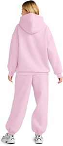 Womens Hoodie and Trouser <b>Set</b> Casual Two Piece Tracksuit Soft Cotton Fleece Jogger Suit Comfortable Winter Loungewear Outfit - Product Image 5