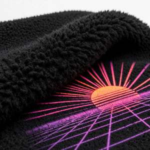 Sudadera con Capucha Personalizada con Estampado Gráfico de Palmeras al Atardecer, Estilo Vintage, Color Negro, Felpa, Algodón Grueso, Corte Holgado, 370g, para Hombre - Product Image 5