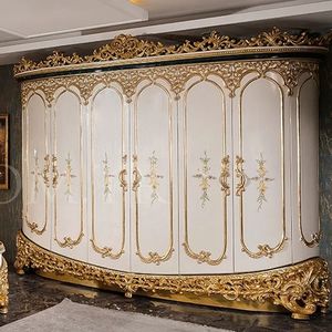 Hot Sale Hotel Nelligan Luxury Royal Classic Gold White Bedroom Set Carved Wooden Bed Frame Tufted Upholstered European style - Product Image 5