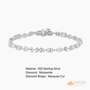 Bracelet tennis en moissanite argentée multi-formes pour femme, chaîne fine, bijoux de mode, cadeau de mariage ou d'anniversaire, accessoire de luxe - Product Image 6