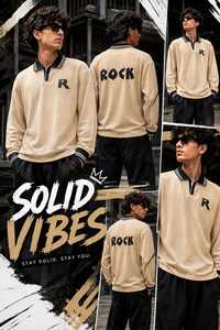 T-shirt à manches longues et col en V pour homme, imprimé appliqué Stockify Rock, qualité supérieure, style décontracté, vente en gros - Product Image 6