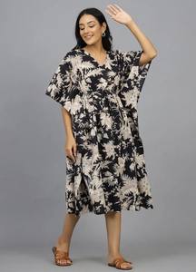 Robe kaftan en coton indien faite à la main, légère, style kimono, idéale pour la plage - Product Image 5