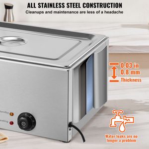 24QT Professional Commercial <b>Electric</b> Steam Table Full Size <b>Pan</b> 1200W Commercial Food Warmer Stainless Warming Holding Equipment - Product Image 5