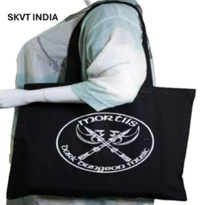 Reusable 100% Cotton Canvas Tote Shopping <b>Bag</b> for Groceries Women Extra-Large Custom Logo Heat Transfer <b>Black</b> Blank Pockets - Product Image 1