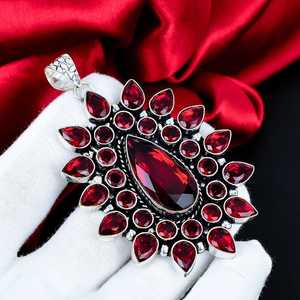 Pendentif élégant en grenat rouge, argent sterling 925, pierre de naissance de janvier, bijou cadeau - Product Image 4