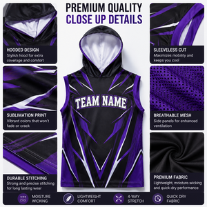 Custom Sleeveless Football Warm Up Hoodie Game Day Training Hooded Jersey Sublimated Team Wear OEM Manufacturer - Product Image 3