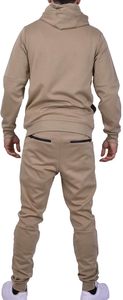 Survêtement kaki à capuche pour homme, sweat-shirt zippé avec poches latérales et pantalon de jogging assorti, tenue décontractée pour l'automne - Product Image 4