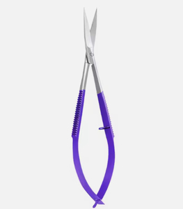 Ciseaux de microchirurgie ophtalmique en acier inoxydable courbé et aiguisé Castroviejo, manche enduit de couleur violette, précision chirurgicale - Product Image 1